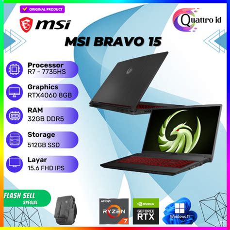 Jual Msi Bravo 15 Ryzen 7 7735hs Rtx4060 8gb 16gb 1tb W11 Ohs 144hz