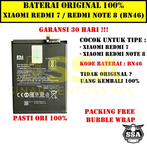 Jual Baterai Original 100 Xiaomi Redmi Note 8 Redmi 7 Bn46 Bn 46 Ori