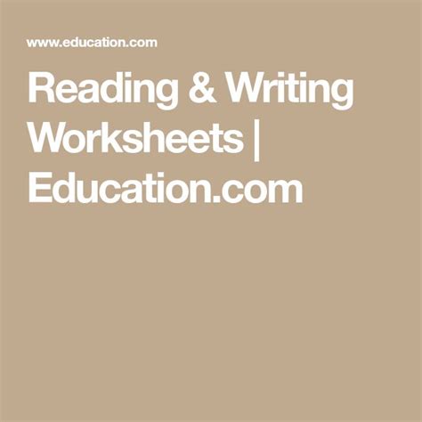 Reading Writing Worksheets Education Writing Worksheets