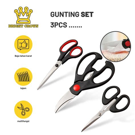 Jual Bright Crown 1 Set 3 Pcs Gunting Multifungsi Stainsless