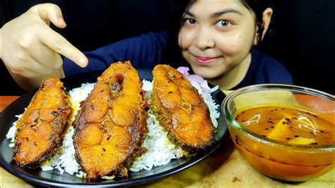 Eating Spicy Katla Fish Curry And Plain Rice Mukbang Eating Show