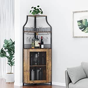 Amazon IDEALHOUSE Corner Wine Bar Cabinet With Detachable Wine