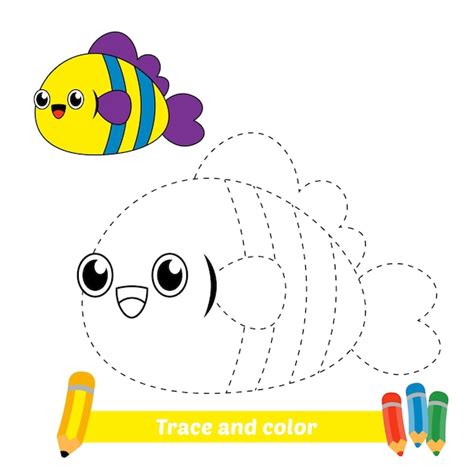 Premium Vector Trace And Color For Kids Fish Vector