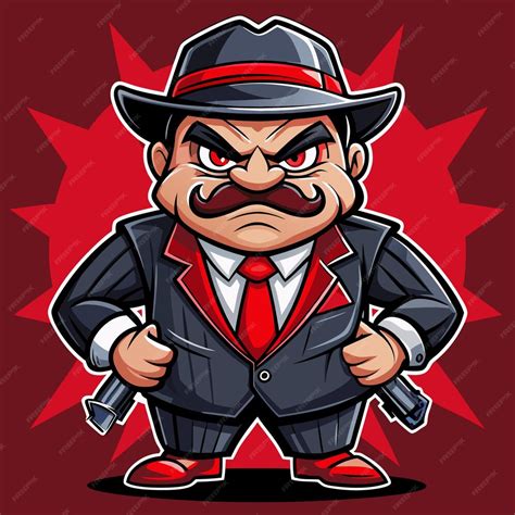 premium vector cartoon gangster   suit   gun