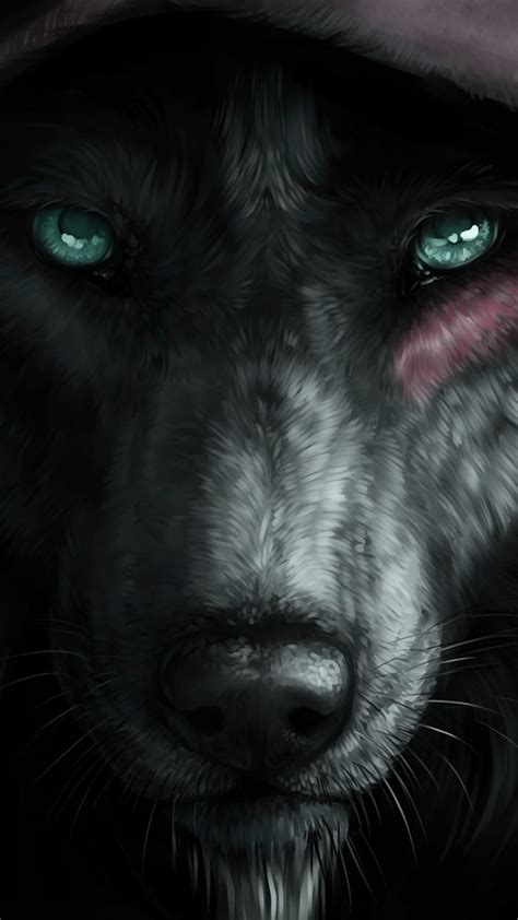 Black Wolf With Green Eyes Wallpaper