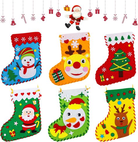 Derayee Pack Christmas Stockings Xmas Mini Stockings Diy Felt