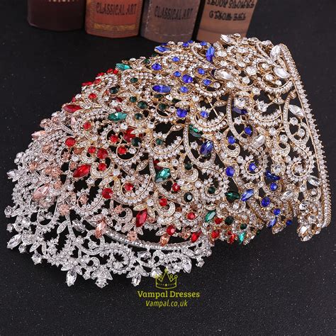 Red Modern Baroque Alloy Rhinestones Princess Crown Bridal Tiara