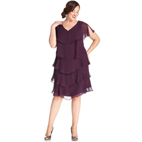 Patra Plus Size Shortsleeve Tiered Dress In Purple Eggplant Lyst