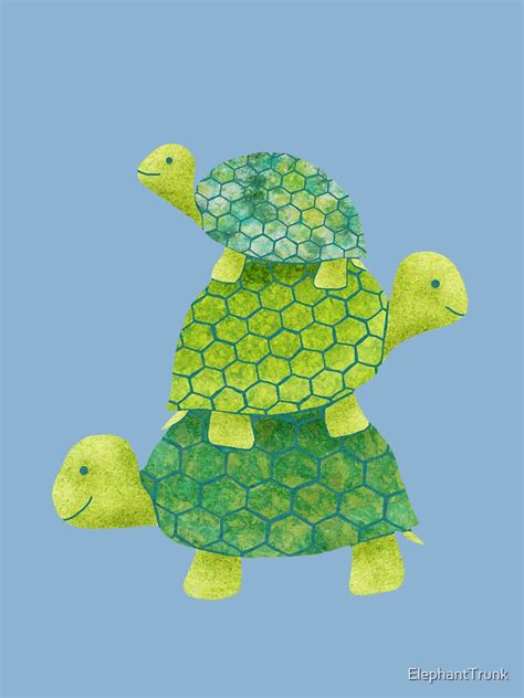 Cute Turtle Stack In Teal Lime Green And Turquoise Kids T Shirt For