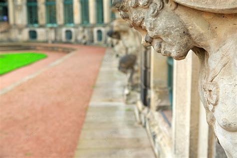 Closeup Naked Satyr Smiling Statue Crop At Zwinger Palace In Dresden