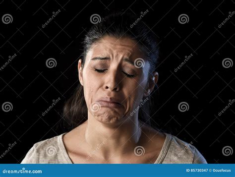 Attractive Sad And Desperate Latin Woman Crying Frustrated Suffering