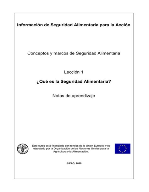 ¿qué Es La Seguridad Alimentaria