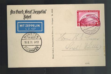 1931 Germany Graf Zeppelin RPPC Postcard Cover To USA LZ 127 C35