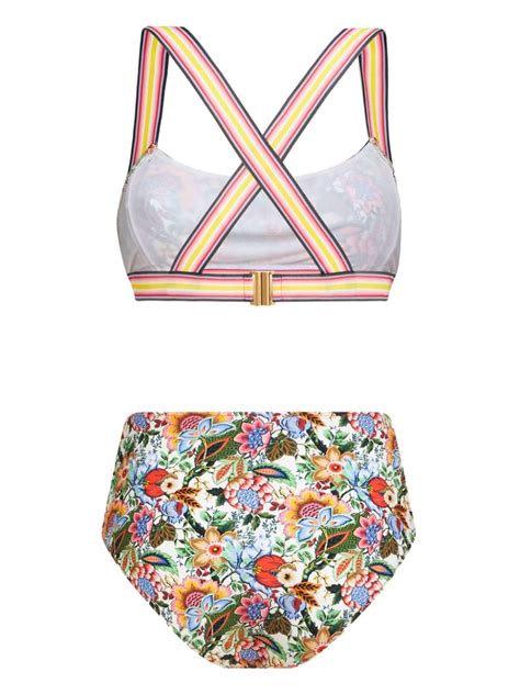 Etro Bouquet Print Bikini Set Blue Farfetch