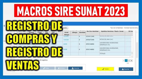 SIRE SUNAT Registro De Compras Y Ventas SIRE Macros YouTube