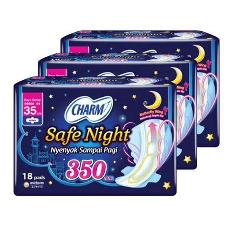 Jual CHARM Pembalut Safe Night 35mm 18 Pads Shopee Indonesia