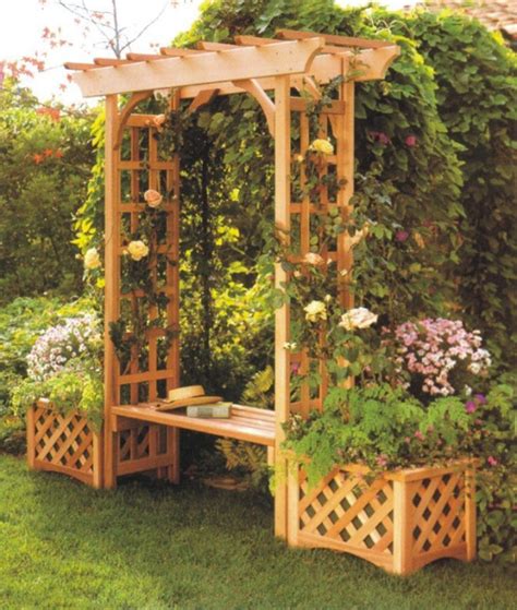 Sunjoy Wooden Trellis Arch Arbor with Seat | Wooden trellis, Arch ...