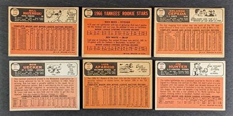 1966 Topps Baseball Star Lot 6 Cards Orlando Cepeda Bill Mazeroski EBay