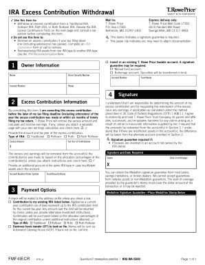 Fillable Online Ira Excess Contribution Withdrawal Fax Email Print