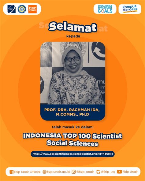 Masuk Jajaran Top Social Sciences Scientist Indonesia Prof Rachmah