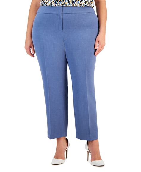 Kasper Plus Size Stretch Crepe Mid Rise Straight Leg Pants Macys