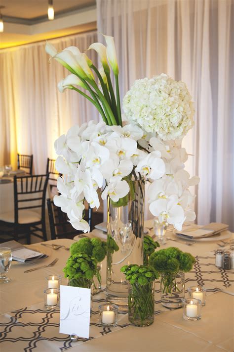 White Hydrangea Orchid And Calla Lily Centerpiece Elizabeth Anne Designs The Wedding Blog