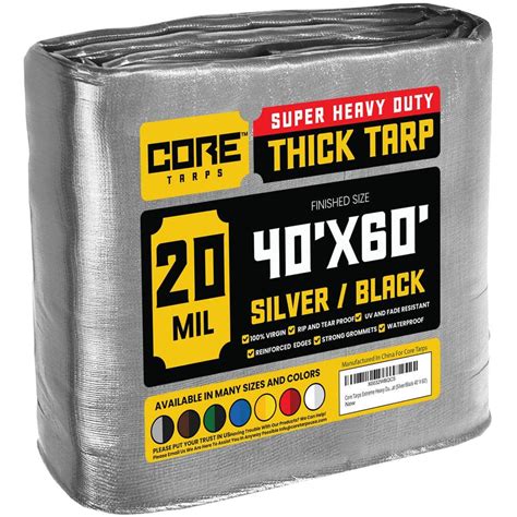 Core Tarps 40 Ft X 60 Ft Silverblack 20 Mil Heavy Duty Polyethylene