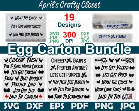 Egg Carton Designs Svg Cut Files Bundle Diy Make Your Own Reusable