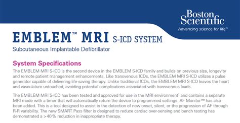 EMBLEM MRI S ICD System Physician Resources Boston Scientific