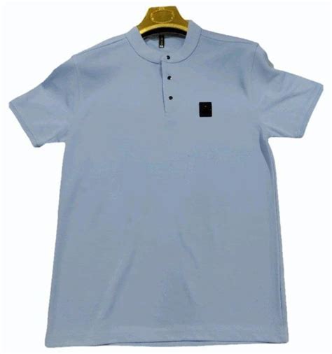 Cotton Regular Fit Mens Sky Blue Collar T Shirt Size Xl At Rs 160