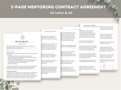 Mentoring Contract Agreement Template Editable And Printable Life Coach