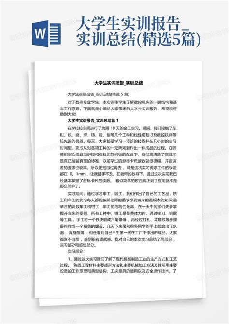 大学生实训报告 实训总结 精选5篇 Word模板下载 编号lykxykrx 熊猫办公