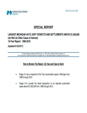 Fillable Online LARGEST MICHIGAN AUTO JURY VERDICTS AND SETTLEMENTS