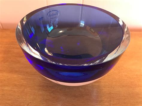 Krosno Badash Penelope Cobalt Blue Heavy Glass Bowl Art Glass Poland