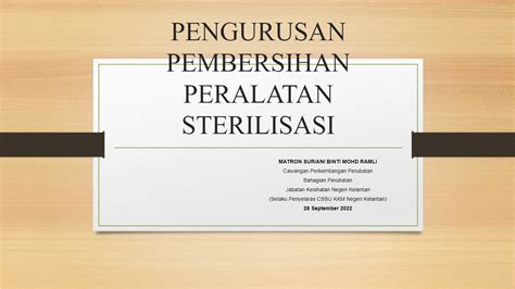 pengurusan pembersihan peralatan sterilisasi quality improvement