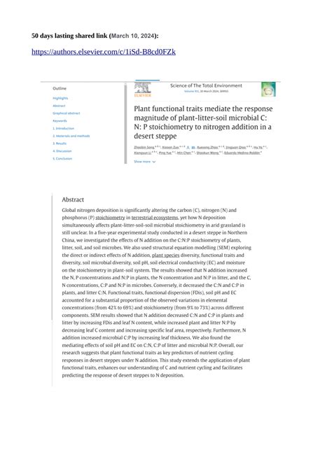 Pdf Plant Functional Traits Mediate The Response Magnitude Of Plant