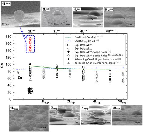 Wettability On Supported And On Suspended Monolayer And Multilayer