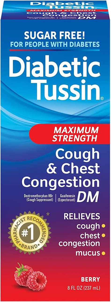 Diabetic Tussin Dm Maximum Strength Cough Medicine With Chest Congestion Relief 8 Fl Oz