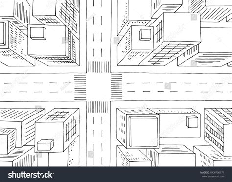 City Top View Above Aerial Crossroad Stock Vector Royalty Free 1906706671