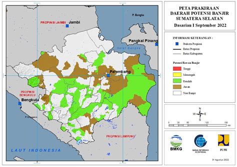 Prakiraan Daerah Potensi Banjir Dasarian Provinsi Sumatera Selatan