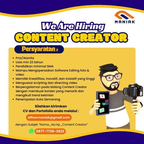 Lowongan Kerja Content Creator Di Maniak Id LokerSemar Id