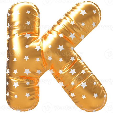 Gold Bubble Letter K Font 3d Render 36305546 Png