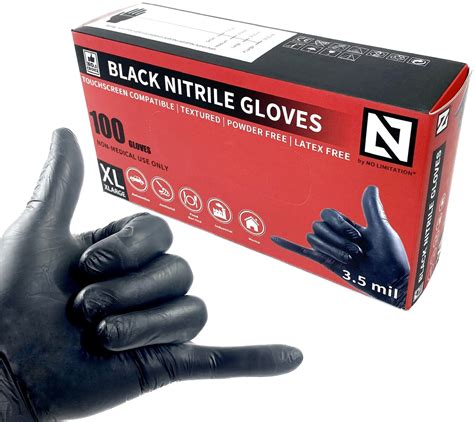 No Limitation Black Nitrile Disposable Work Gloves Mil Touchscreen