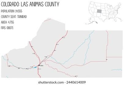 Large Detailed Map Las Animas County Stock Vector (Royalty Free ...