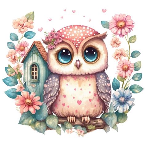 Cute Owl Flowers 100 Cotton Fabric Panel Square Small Etsy In 2023