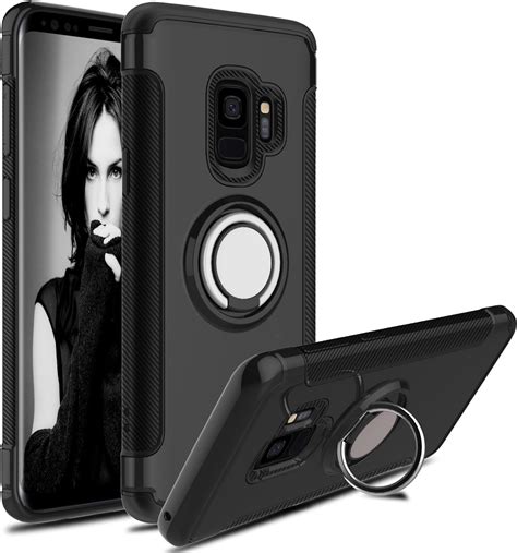 Donwell Galaxy S9 Case With Built In Ring Grip Stand Holder Business Style Hybrid