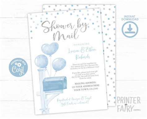 Baby Shower By Mail Invitation Editable Floral Baby Shower Virtual