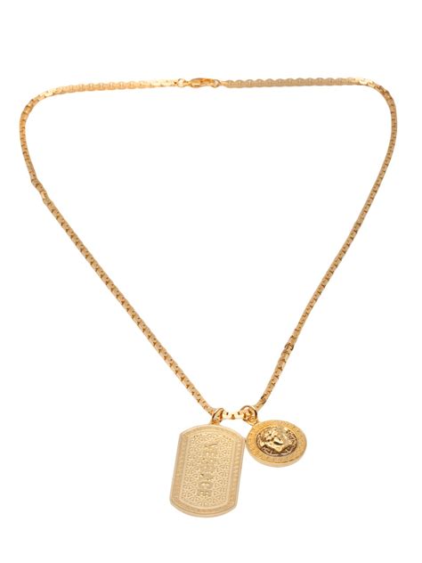 Versace Double Dog Tag Necklace in Gold for Men (metallic) | Lyst