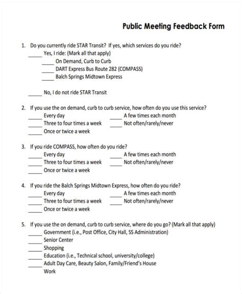 FREE 10+ Meeting Feedback Forms in PDF | MS Word