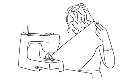 Premium Vector Line Art Of Woman Using Sewing Machine Vector Illustration